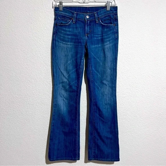 Citizens of Humanity Medium Wash Whiskered Distressed Low Rise Boot Cut Jeans 25 - Picture 1 of 13